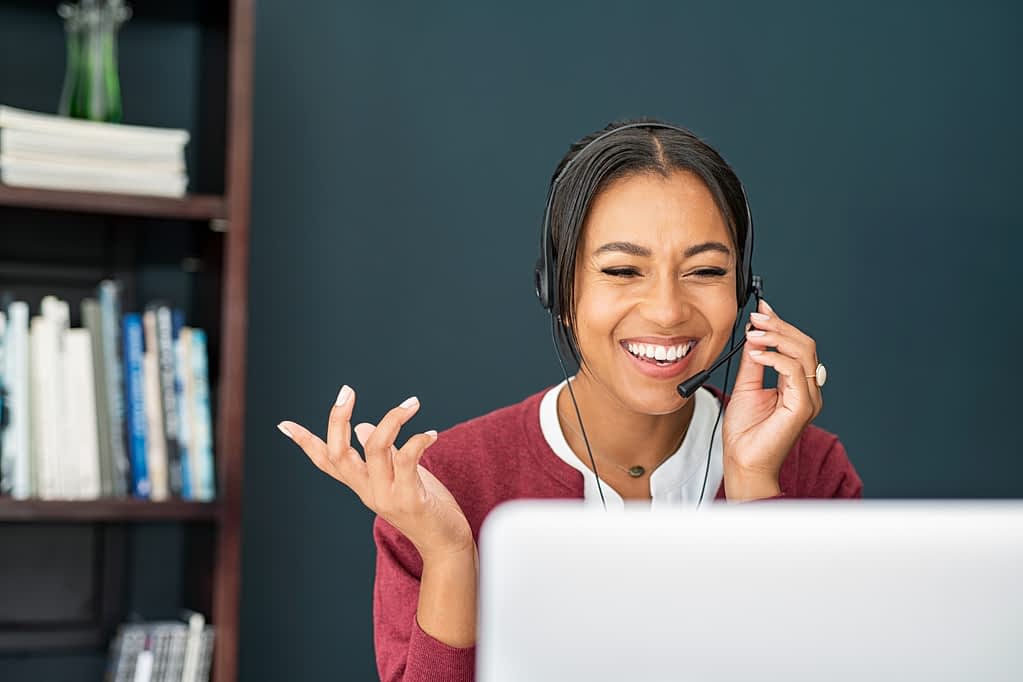 An Insta Answer virtual receptionist working from home.